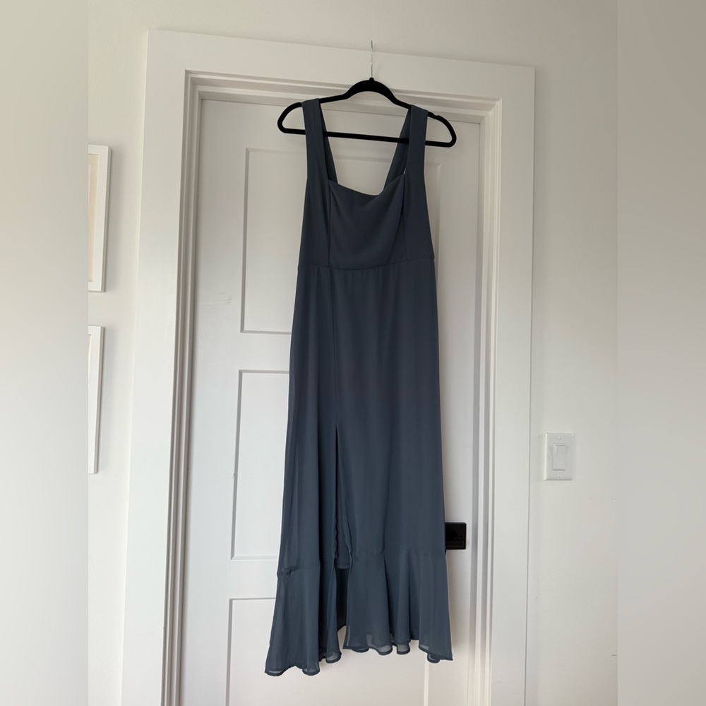 Show Me Your Mumu Claire Midi Slate Blue Chiffon